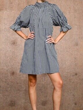Wyatt Wylde | Adrian Reversible Black and White Dress Gingham Bow Dress Size S